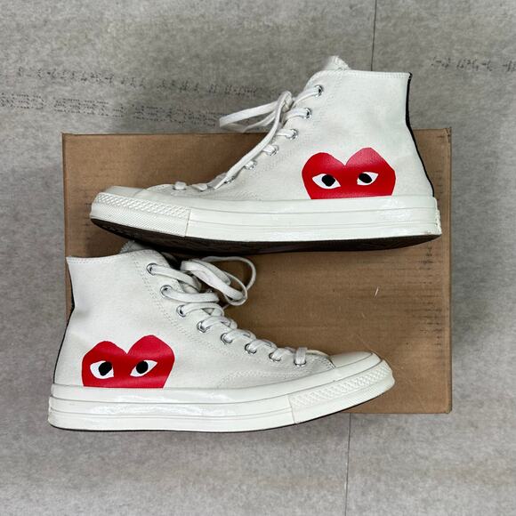 Converse Chuck 70 Comme des Garcons High Tops Shoes Cream Tan Mens 10 - Picture 2 of 8